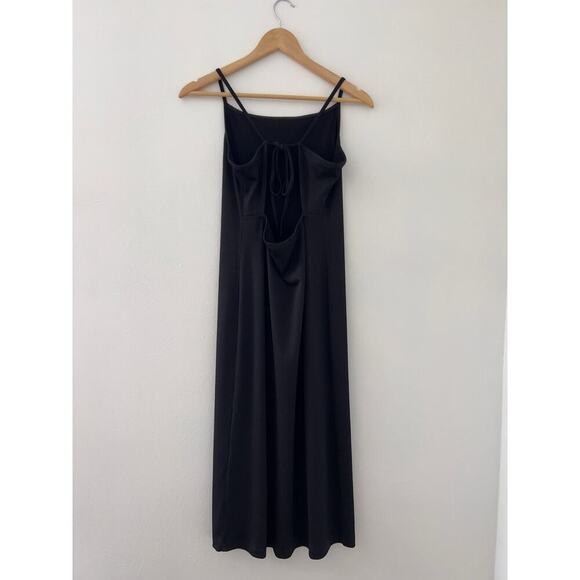 H&M Black Ribbed Bodycon Dress with Open Tie Back, Size M, EUC - Picture 3 of 5